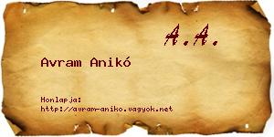 Avram Anikó névjegykártya